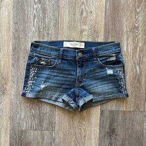 Abercrombie & Fitch NWT Embellished Jeweled Sequin Low Rise Jean Shorts W 24 00